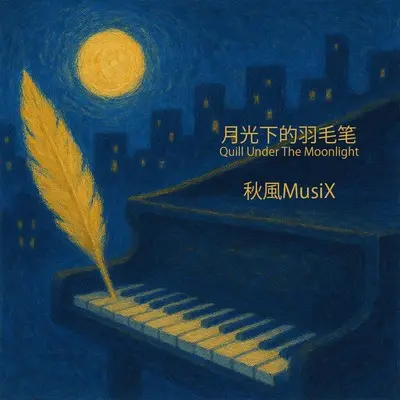 月光下的羽毛笔封面